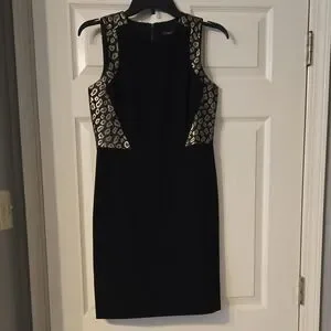 Ann Taylor Black Dress with Gold Accents